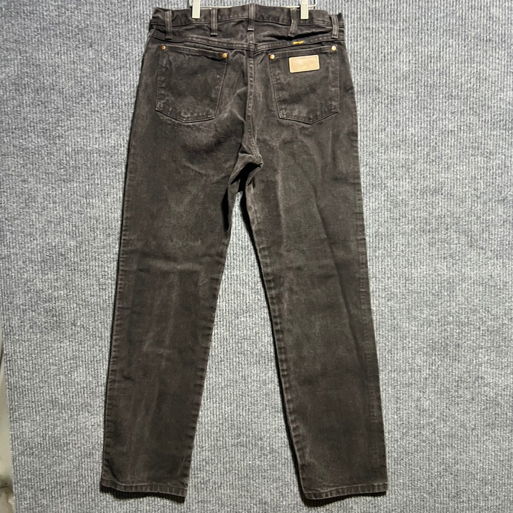 Vintage Wrangler Jeans Mens 33x32 Black Cowboy Cut 13MWZKL Straight Leg Denim - Picture 7 of 11